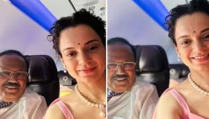 Kangana shares seat in flight with NSA Ajit Doval, shares pictures on social media handle