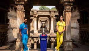 Two Captains One Trophy: Sharma-Cummins pose with Trophy ahead of WC final, See pictures