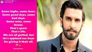 ‘Some highs, some lows, that’s sport,’ says Ranveer Singh after WC match