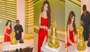 Urvashi Rautela creates world record by cutting 24 carat gold birthday cake worth Rs 3 Crore