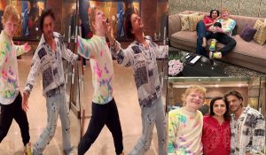 ‘Spreading Love Together’: Ed Sheeran meets Farah Khan and SRK, strikes signature pose with actor