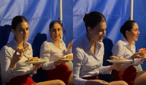 Rhea Kapoor drops video of Kareena and Kriti’s pizza party on ‘Crew’ set