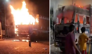 Parked Truck set into fire near Khanna, driver burnt alive