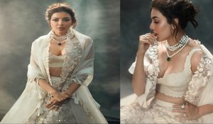 Kajal looking stunning in swan colored ivory lehenga