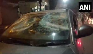Hooliganism outside Congress office : unidentified people vandalised Parked Vehicles