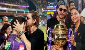SRK-Gauri pose with glittering IPL trophy as KKR wins IPL title for 3rd time