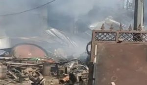 Fatehabad: Oxygen Cylinder  explosion triggers fierce fire in scrap shop