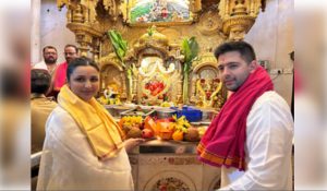 A day ahead of elections in Delhi, Parineeti & Raghav seek blessings at Siddhivinayak Temple