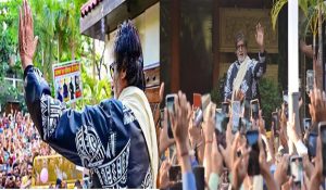 Crowd of fans outside Jalsa, Amitabh Bachchan  shares pictures