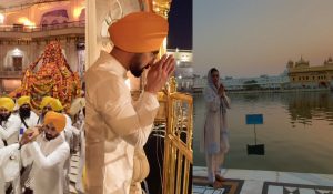 Jatt and Juliet 3-star cast Diljit Dosanjh and Neeru Bajwa offer prayers at Golden temple Amritsar