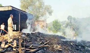 Flames engulf the  Saw-Machine, sudden fire cause loss of 50 lakhs