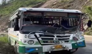 Stone falls on moving HRTC bus, escapes major mishap