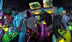 Vicky Kaushal, Ammy Virk promote ‘Bad Newz’ by playing bike race at gaming zone