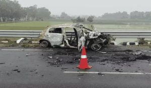 Haryana: Car caught fire after colliding with truck; 3 youths sitting inside burnt alive; 4th severely burnt