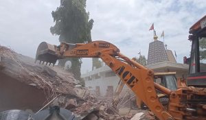 Bulldozers run on illegal religious places in Chandigarh