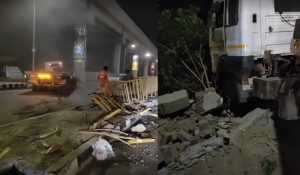 Trolley collides with metro station wall in Faridabad