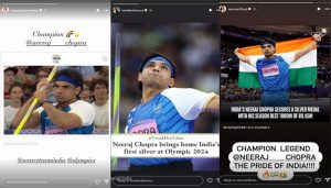 Here’s how Bollywood showered praises on Neeraj Chopra for winning India’s first silver medal in Paris Olympics 24