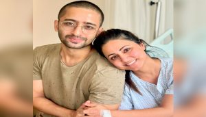 Rainbows in Grey Skies…: Shaheer Sheikh meets Hina Khan in hospital, shares heartwarming post