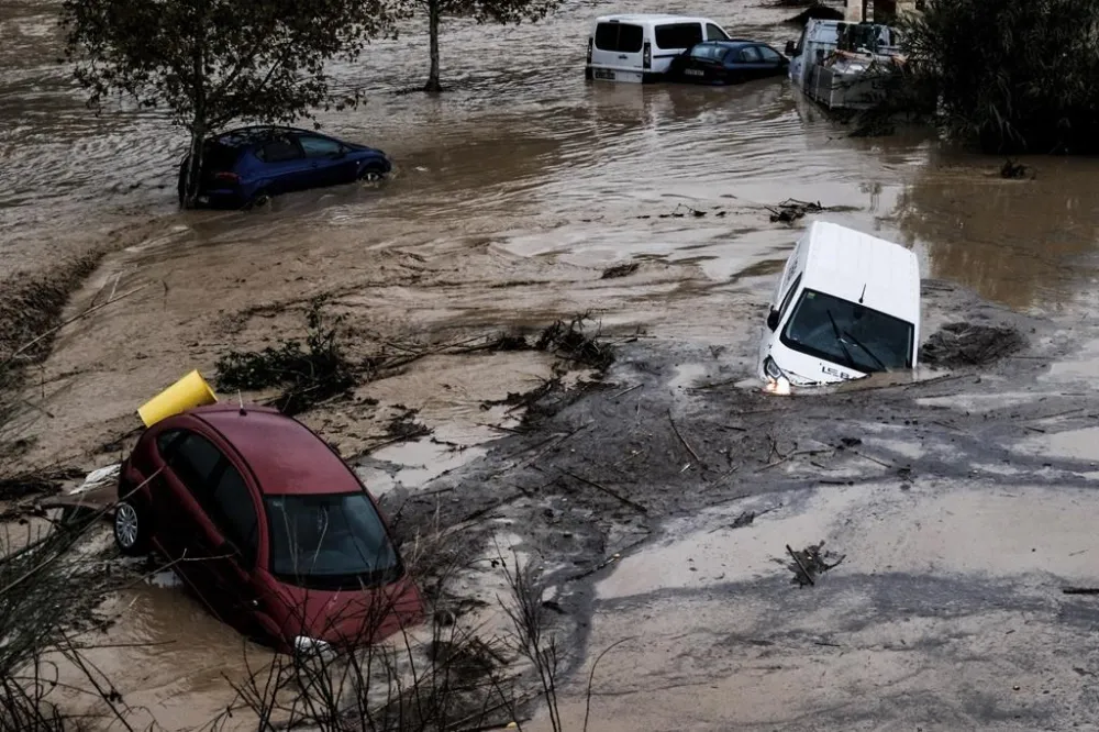 Vehicles Flowing In Flash Flood Water In Spain 