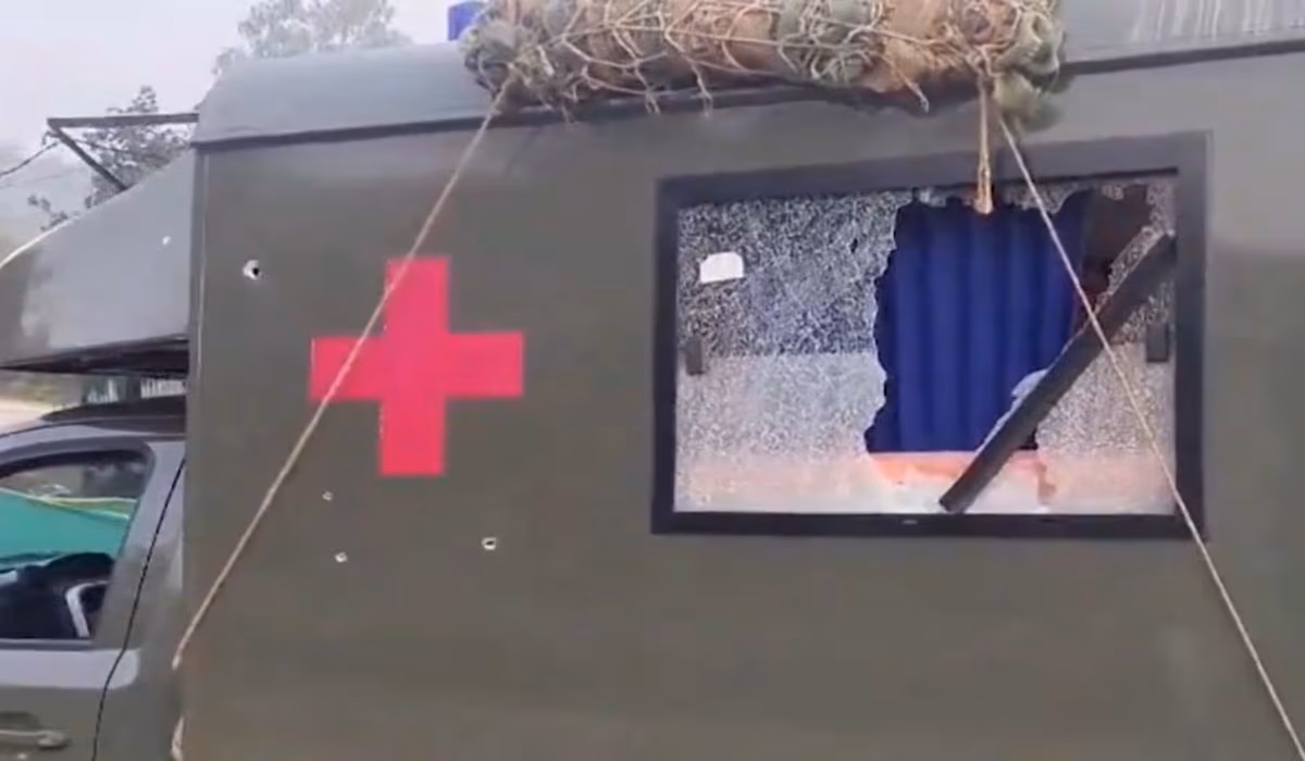 Bullet Marks on Army Ambulance 