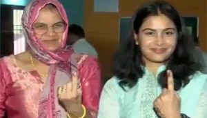 Olympic double medalist Manu Bhaker casts her first vote, shows inked finger