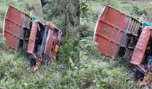 Loaded Tipper falls into gorge in Shimla, Driver injured