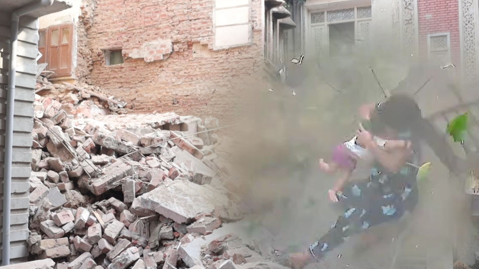 Portion of three-storey building collapsed, Woman and her two-year-old child injured
