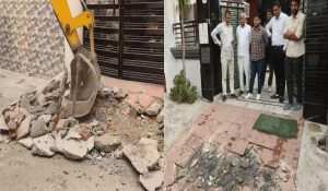 Hisar: Nagar Parishad team frees encroachment from streets, demolish illegally built platform