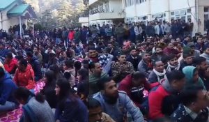 Electricity employees demonstrate at board headquarters, protest against removal of outsourced drivers