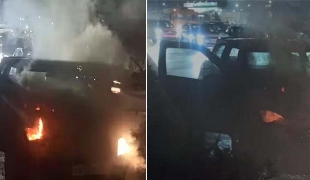 Panic Erupts as Car Catches Fire at Red Light in Ludhiana