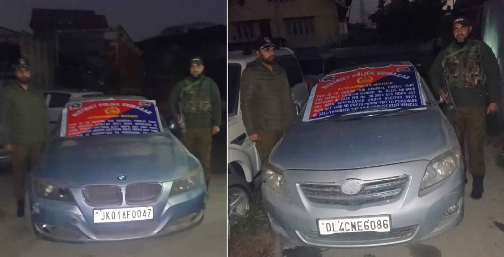 J&K Police seize vehicles of drug peddler in Srinagar