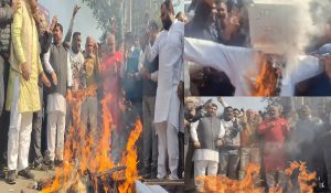 Blatant Lie: Haryana BJP MLAs protest against Kejriwal’s remarks, burn effigies