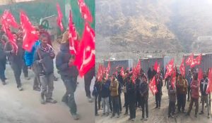 Shimla: Workers angry for not getting salary in Rampur, work at Luhri Hydro Project stopped