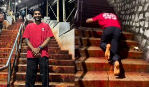 Nitish Kumar Reddy climbs stairs on knees to reach Tirumala