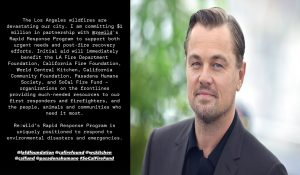 Leonardo DiCaprio donates USD 1 Million for LA wildfire relief efforts