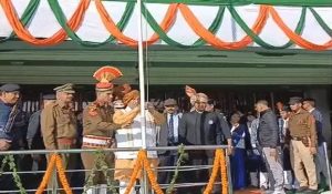 Minister Krishan Lal Pawar hoists National Flag in Rohtak