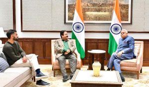 BCCI official Rajeev Shukla, Virat Kohli meet VP Dhankhar
