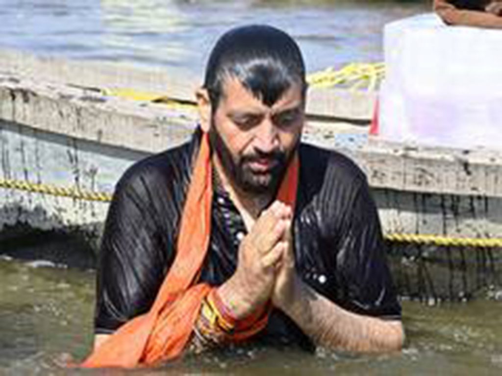 Haryana CM Nayab Singh Saini takes holy dip at Sangam