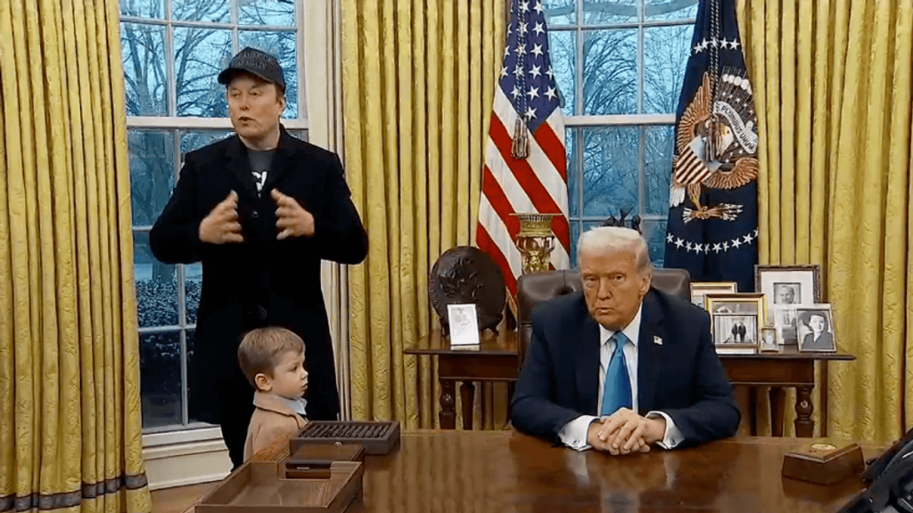 Musk, his son 'X' join Donald Trump in Oval Office as DOGE executive order is signed