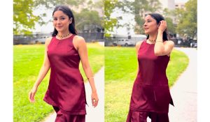 Shehnaaz Gill goes full desi in suit as she captures Melbourne’s rainy vibes