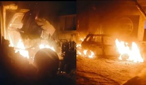 Gravel laden trolley collides with electric pole catch fire, driver burnt to death in Faridabad