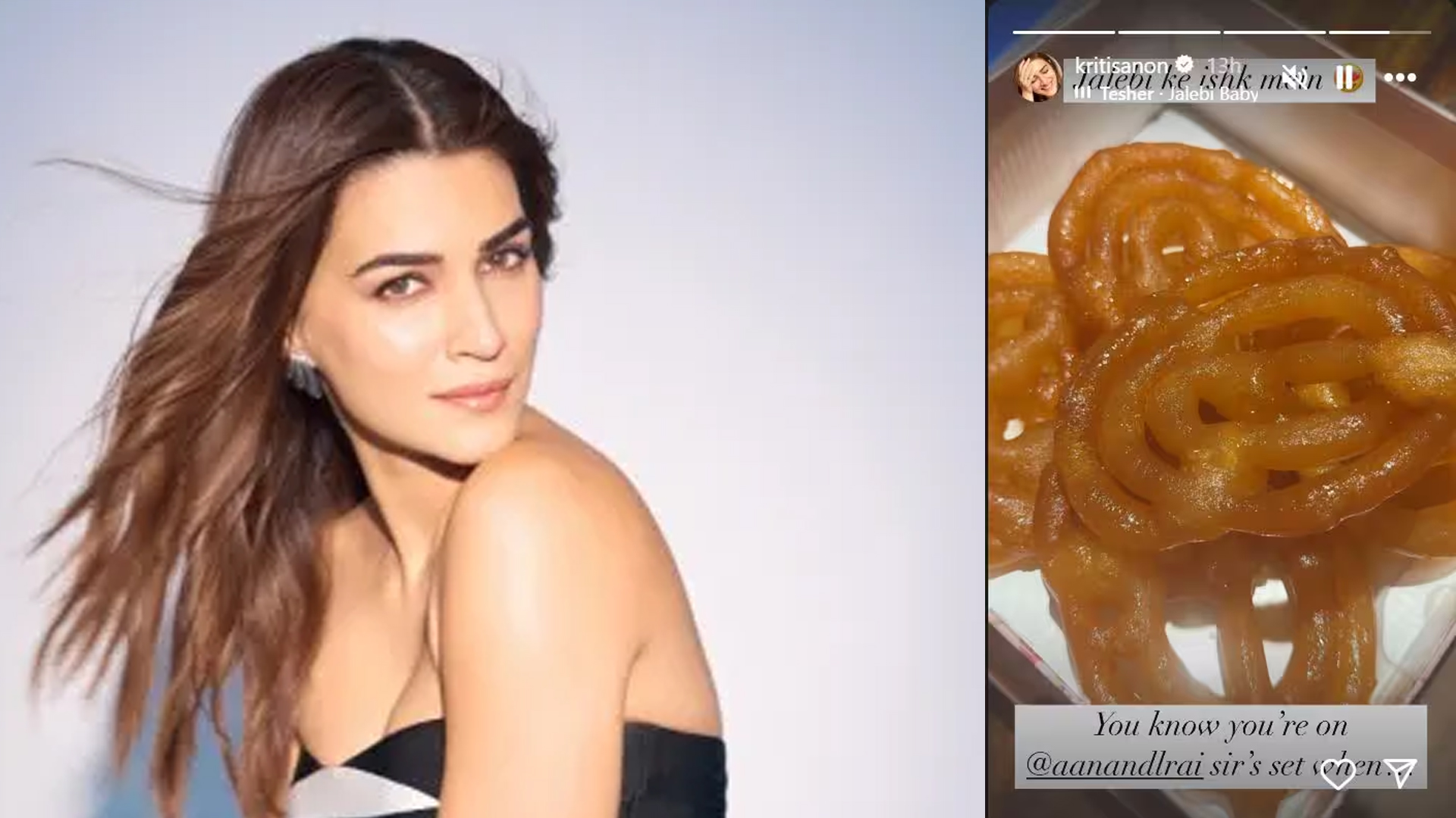 Kriti Sanon treats her sweet tooth on the sets of ‘Tere Ishk Mein’