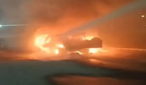 Car catches fire on Ambala Highway: Both youth escapes unharmed