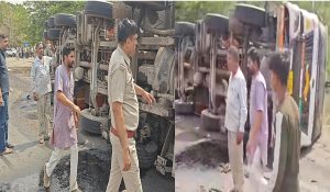 Gujarat Diesel tanker overturns on National Highway, kills two bike riders