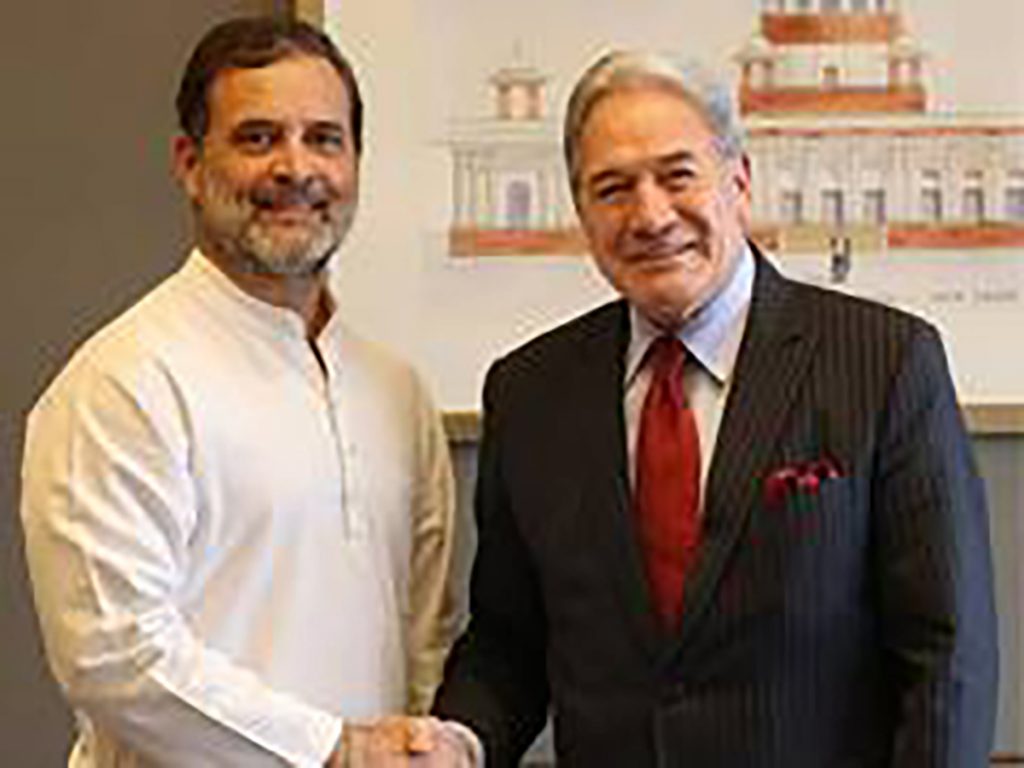 Rahul Gandhi meets New Zealand deputy PM Winston Peters in New Delhi
