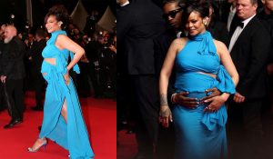 Rihanna stuns with her look at Cannes red carpet, flaunts baby bump in sky-blue dress