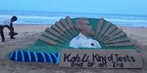 Padma Shri Awardee Sudarsan Pattnaik dedicates sand art to Virat Kohli