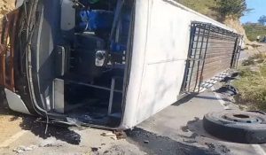 HRTC bus overturned in Solan: 15 injured, Major tragedy averted as vehicle avoids plunge into gorge