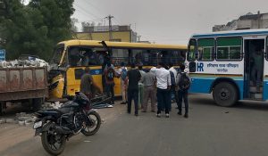 Accident in Mahendragarh: Roadways bus collides with school bus, four children injured