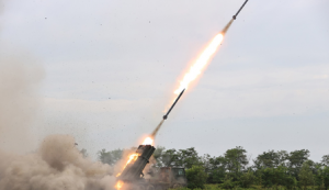 North Korea launches 10 multiple rocket shells after trilateral air drills